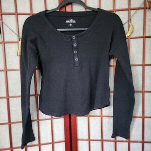 HOLLISTER black long sleeve button top sweater for casual wear